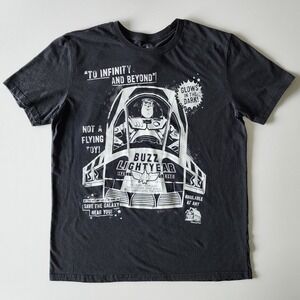 Disney BUZZ LIGHTYEAR Toy Story Shirt Mens Large‎ Glow In Dark Infinity & Beyond